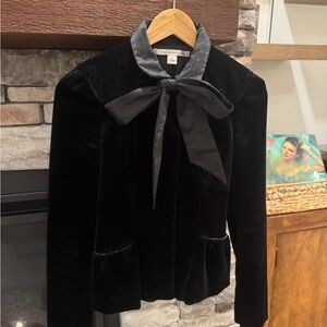 Diane Von Furstenberg Black Velvet Jacket with Bow - Size 2